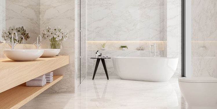 Ecco come realizzare e arredare un bagno effetto marmo in stile classico